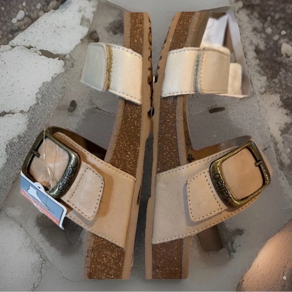 Aetrex Daisy Women's Slide Sandals - Cream and Tan